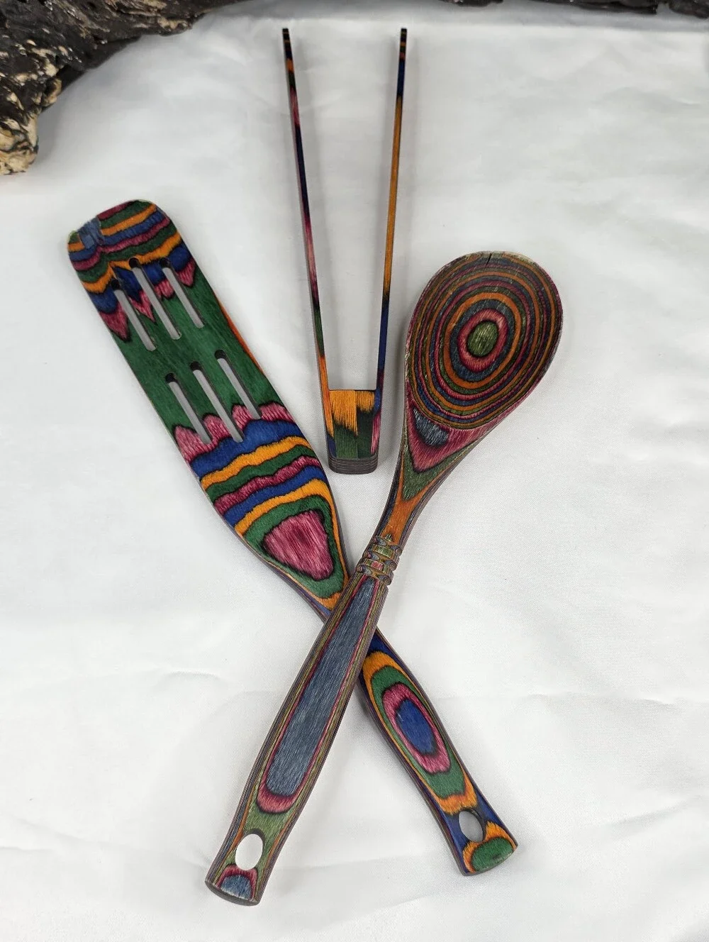 Island Bamboo Rainbow Pakkawood Utensil Set (3pc)